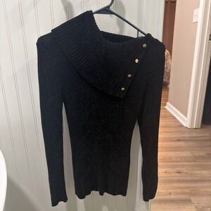 WHBM Black Button-Detail Women's Sweater
